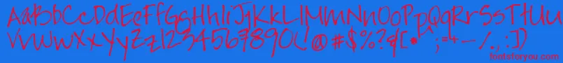 Jayneprintyoff Font – Red Fonts on Blue Background