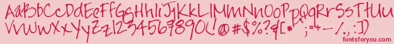 Jayneprintyoff-Schriftart – Rote Schriften auf rosa Hintergrund