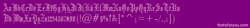 DrpoGothicru-Schriftart – Rosa Schriften auf violettem Hintergrund