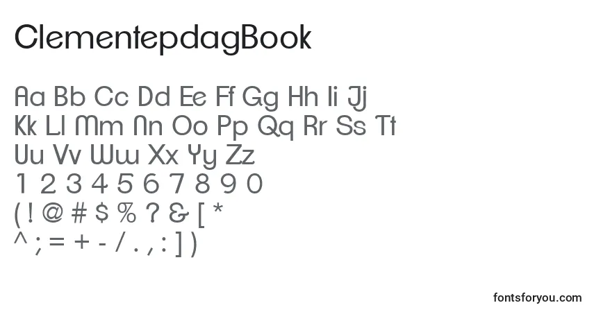 Schriftart ClementepdagBook – Alphabet, Zahlen, spezielle Symbole