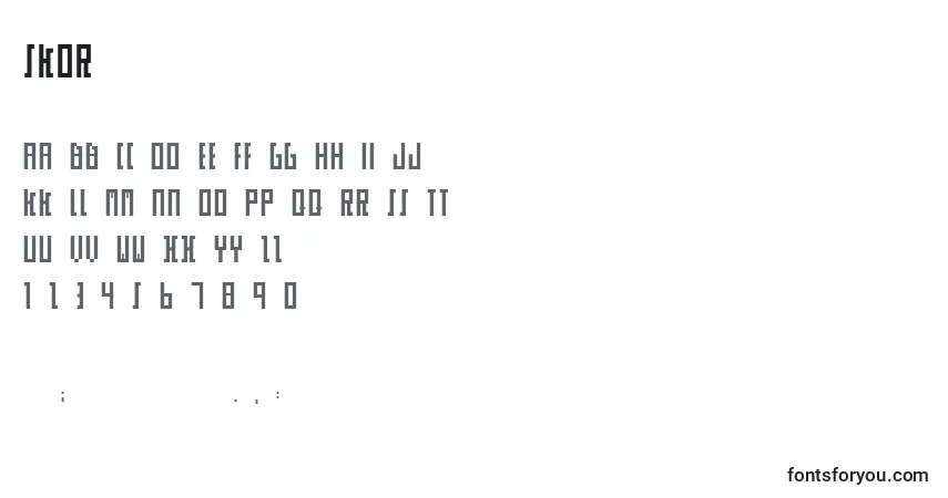A fonte Skor – alfabeto, números, caracteres especiais