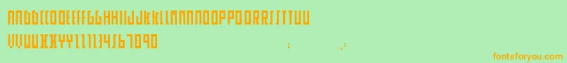 フォントSkor – オレンジの文字が緑の背景にあります。