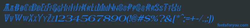 フォントPeesCelticItalic – 黒い背景に青い文字