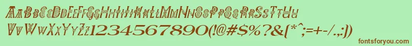 Шрифт PeesCelticItalic – коричневые шрифты на зелёном фоне