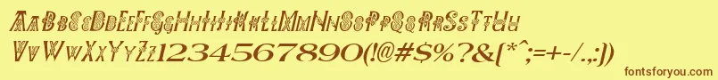 PeesCelticItalic Font – Brown Fonts on Yellow Background