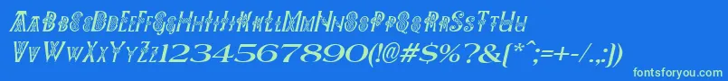 Fonte PeesCelticItalic – fontes verdes em um fundo azul