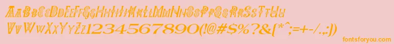 PeesCelticItalic-Schriftart – Orangefarbene Schriften auf rosa Hintergrund