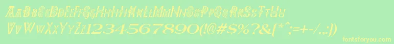 PeesCelticItalic Font – Yellow Fonts on Green Background