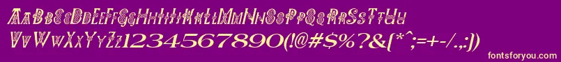 Fonte PeesCelticItalic – fontes amarelas em um fundo roxo