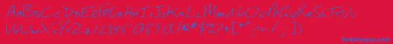 Lehn274-Schriftart – Blaue Schriften auf rotem Hintergrund
