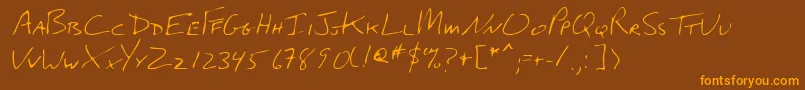 フォントLehn274 – オレンジ色の文字が茶色の背景にあります。