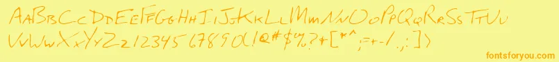 フォントLehn274 – オレンジの文字が黄色の背景にあります。