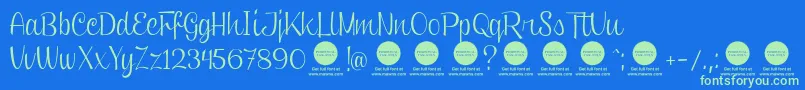 PersonaluseClipperScript Font – Green Fonts on Blue Background