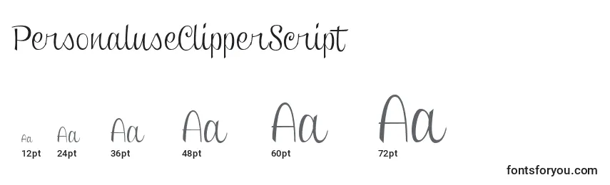 PersonaluseClipperScript Font Sizes