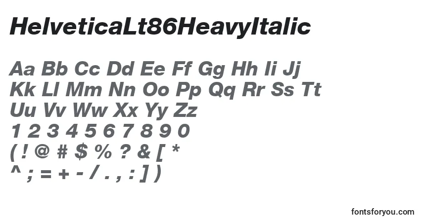Schriftart HelveticaLt86HeavyItalic – Alphabet, Zahlen, spezielle Symbole