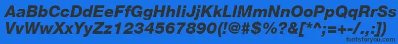 Fonte HelveticaLt86HeavyItalic – fontes pretas em um fundo azul