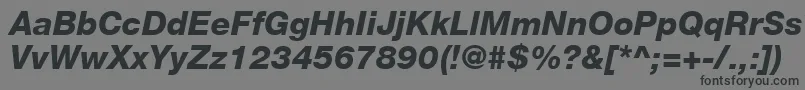 HelveticaLt86HeavyItalic-Schriftart – Schwarze Schriften auf grauem Hintergrund
