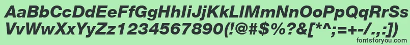 HelveticaLt86HeavyItalic-fontti – mustat fontit vihreällä taustalla