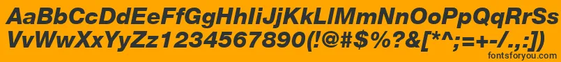 HelveticaLt86HeavyItalic-fontti – mustat fontit oranssilla taustalla