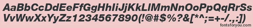 フォントHelveticaLt86HeavyItalic – ピンクの背景に黒い文字