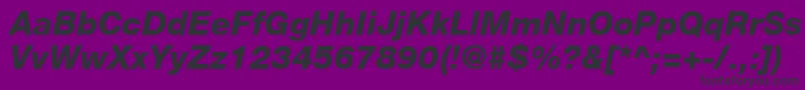 HelveticaLt86HeavyItalic-fontti – mustat fontit violetilla taustalla