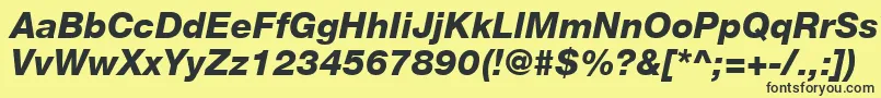 フォントHelveticaLt86HeavyItalic – 黒い文字の黄色い背景