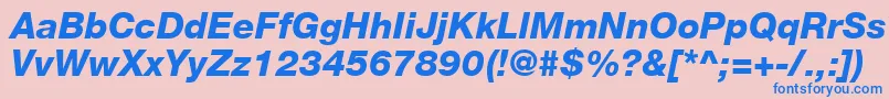 Fonte HelveticaLt86HeavyItalic – fontes azuis em um fundo rosa
