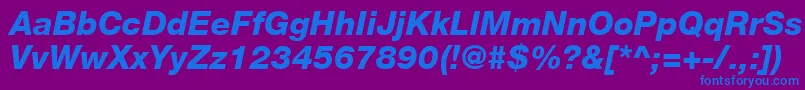 HelveticaLt86HeavyItalic-fontti – siniset fontit violetilla taustalla