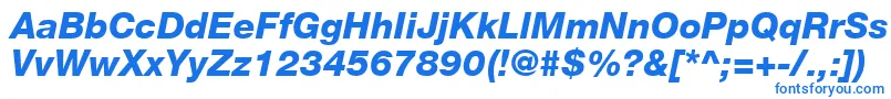 Fonte HelveticaLt86HeavyItalic – fontes azuis em um fundo branco