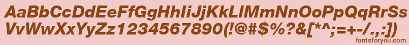 フォントHelveticaLt86HeavyItalic – ピンクの背景に茶色のフォント