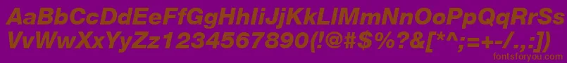 フォントHelveticaLt86HeavyItalic – 紫色の背景に茶色のフォント