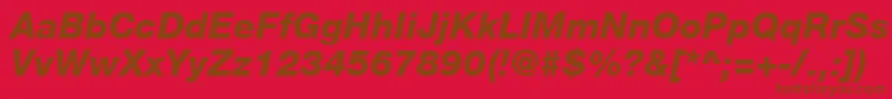 HelveticaLt86HeavyItalic-Schriftart – Braune Schriften auf rotem Hintergrund