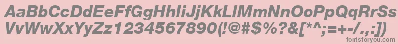 HelveticaLt86HeavyItalic-fontti – harmaat kirjasimet vaaleanpunaisella taustalla