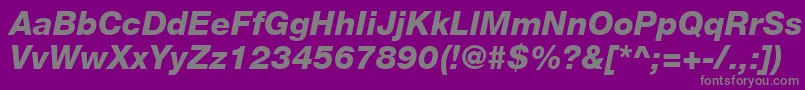 フォントHelveticaLt86HeavyItalic – 紫の背景に灰色の文字