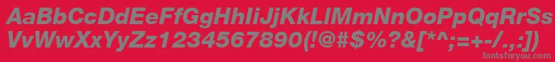 Czcionka HelveticaLt86HeavyItalic – szare czcionki na czerwonym tle