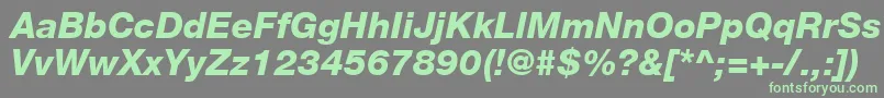 HelveticaLt86HeavyItalic-fontti – vihreät fontit harmaalla taustalla