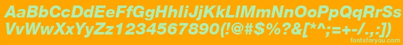 HelveticaLt86HeavyItalic-fontti – vihreät fontit oranssilla taustalla