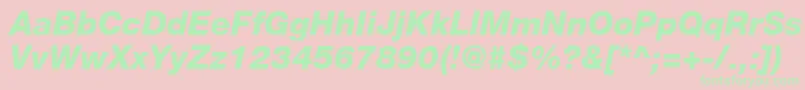 HelveticaLt86HeavyItalic-fontti – vihreät fontit vaaleanpunaisella taustalla