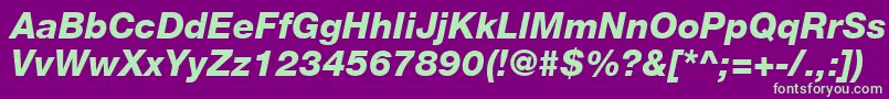 フォントHelveticaLt86HeavyItalic – 紫の背景に緑のフォント