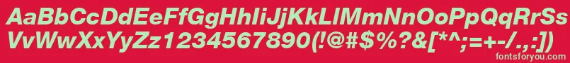 Czcionka HelveticaLt86HeavyItalic – zielone czcionki na czerwonym tle
