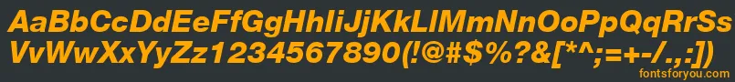 HelveticaLt86HeavyItalic-Schriftart – Orangefarbene Schriften auf schwarzem Hintergrund