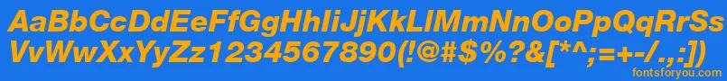 Czcionka HelveticaLt86HeavyItalic – pomarańczowe czcionki na niebieskim tle