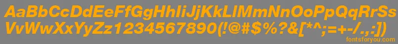 HelveticaLt86HeavyItalic-Schriftart – Orangefarbene Schriften auf grauem Hintergrund