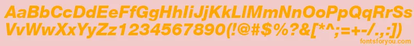 Fonte HelveticaLt86HeavyItalic – fontes laranjas em um fundo rosa