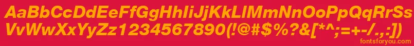 フォントHelveticaLt86HeavyItalic – 赤い背景にオレンジの文字