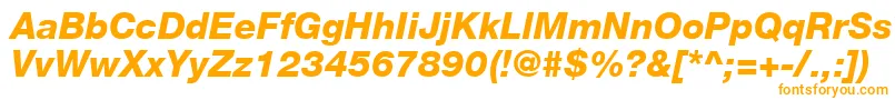 HelveticaLt86HeavyItalic-Schriftart – Orangefarbene Schriften auf weißem Hintergrund