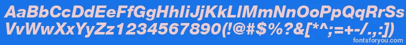 HelveticaLt86HeavyItalic-Schriftart – Rosa Schriften auf blauem Hintergrund