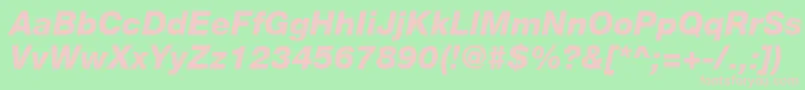 Czcionka HelveticaLt86HeavyItalic – różowe czcionki na zielonym tle