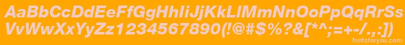 HelveticaLt86HeavyItalic-fontti – vaaleanpunaiset fontit oranssilla taustalla