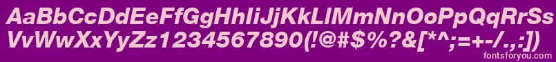 HelveticaLt86HeavyItalic-fontti – vaaleanpunaiset fontit violetilla taustalla